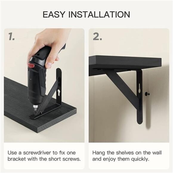 Corner Shelves Wall Mounted Set of 3, Rustic Wood Wall Shelves for Bedroom - Picture 5 of 6